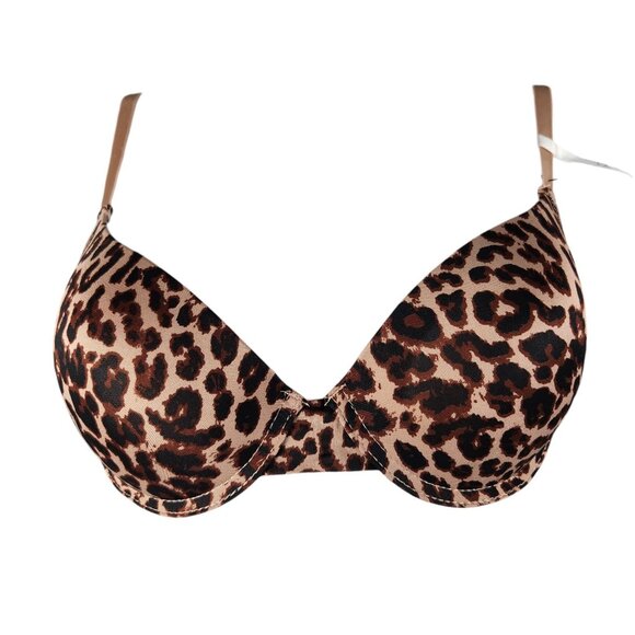 Fredericks Of Hollywood Diana Print Leopard Bra 34C Adjustable Straps Push Up - Picture 1 of 7